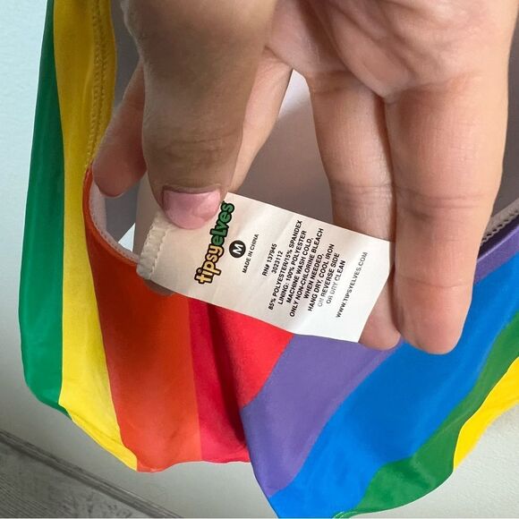 ✨ Tipsy Elves Rainbow One Piece Swim Suit Halter Women’s Medium - Picture 8 of 10